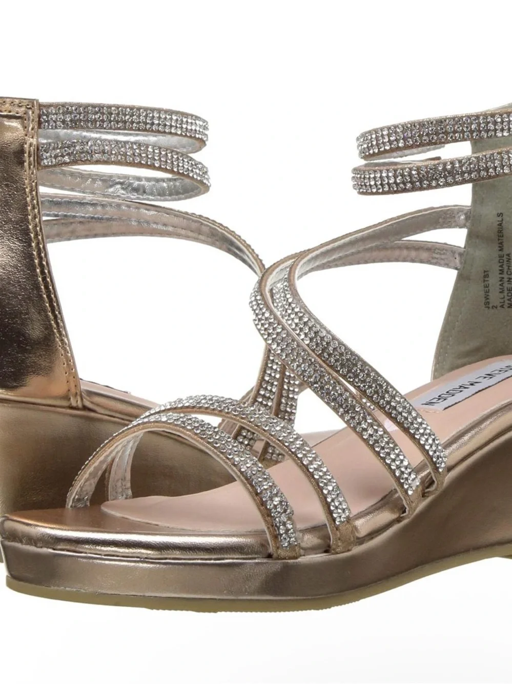 Steve Madden size 5 juniors gold metallic strappy wedges